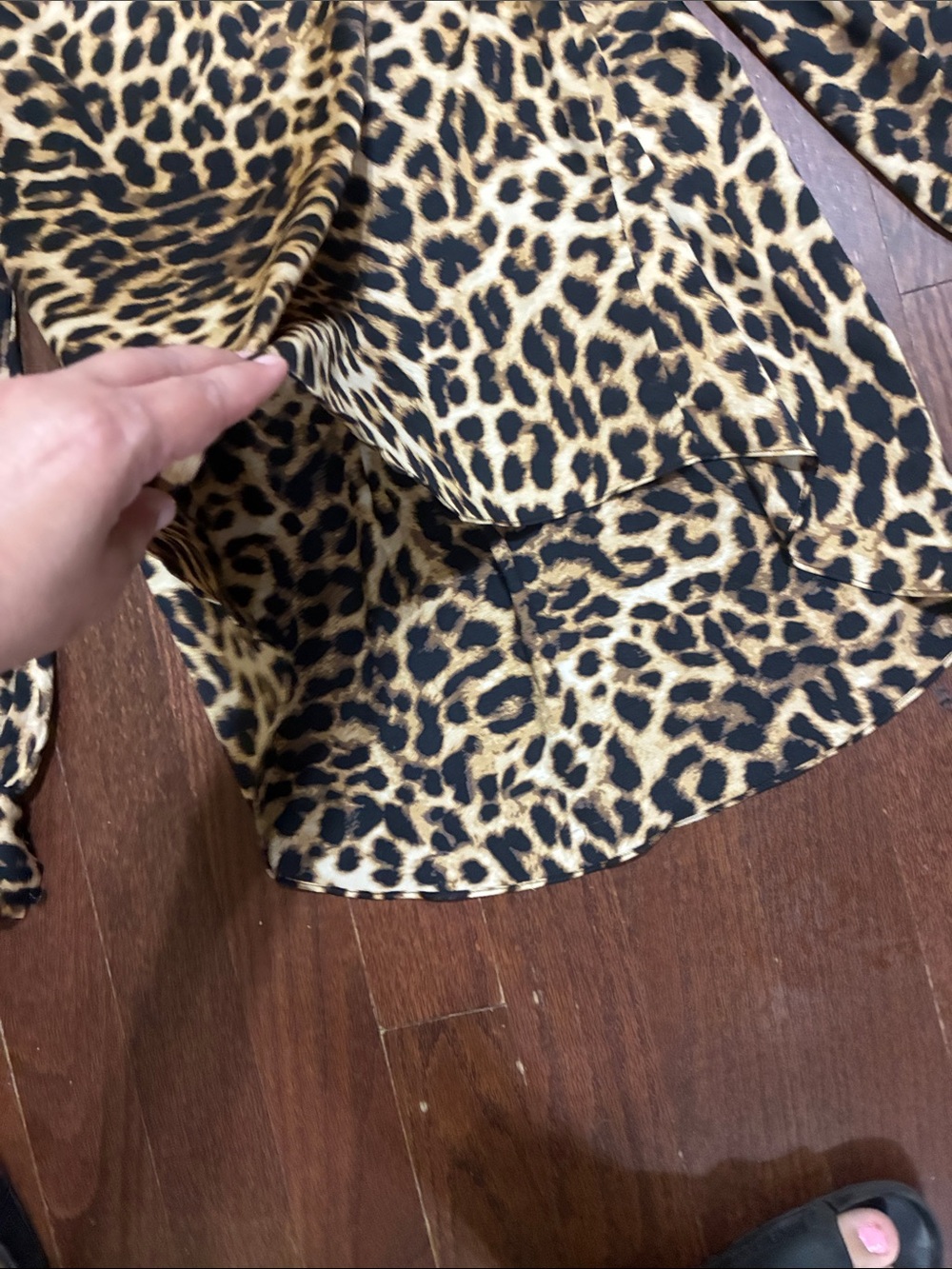 Leopard Print Long Sleeve Blouse - Tan & Black - Picture 2 of 5